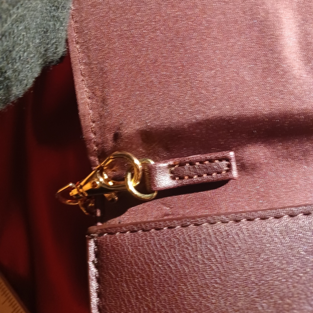 Very rare Burgundy Cato two way 2way bag clutch gold hardware chain handle - Picture 12 of 16